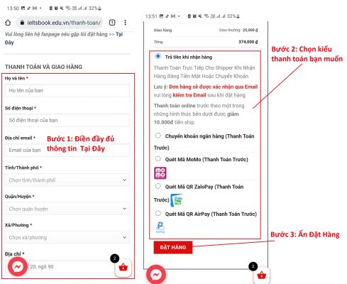 Hướng Dẫn Đặt Sách IELTSBOOK